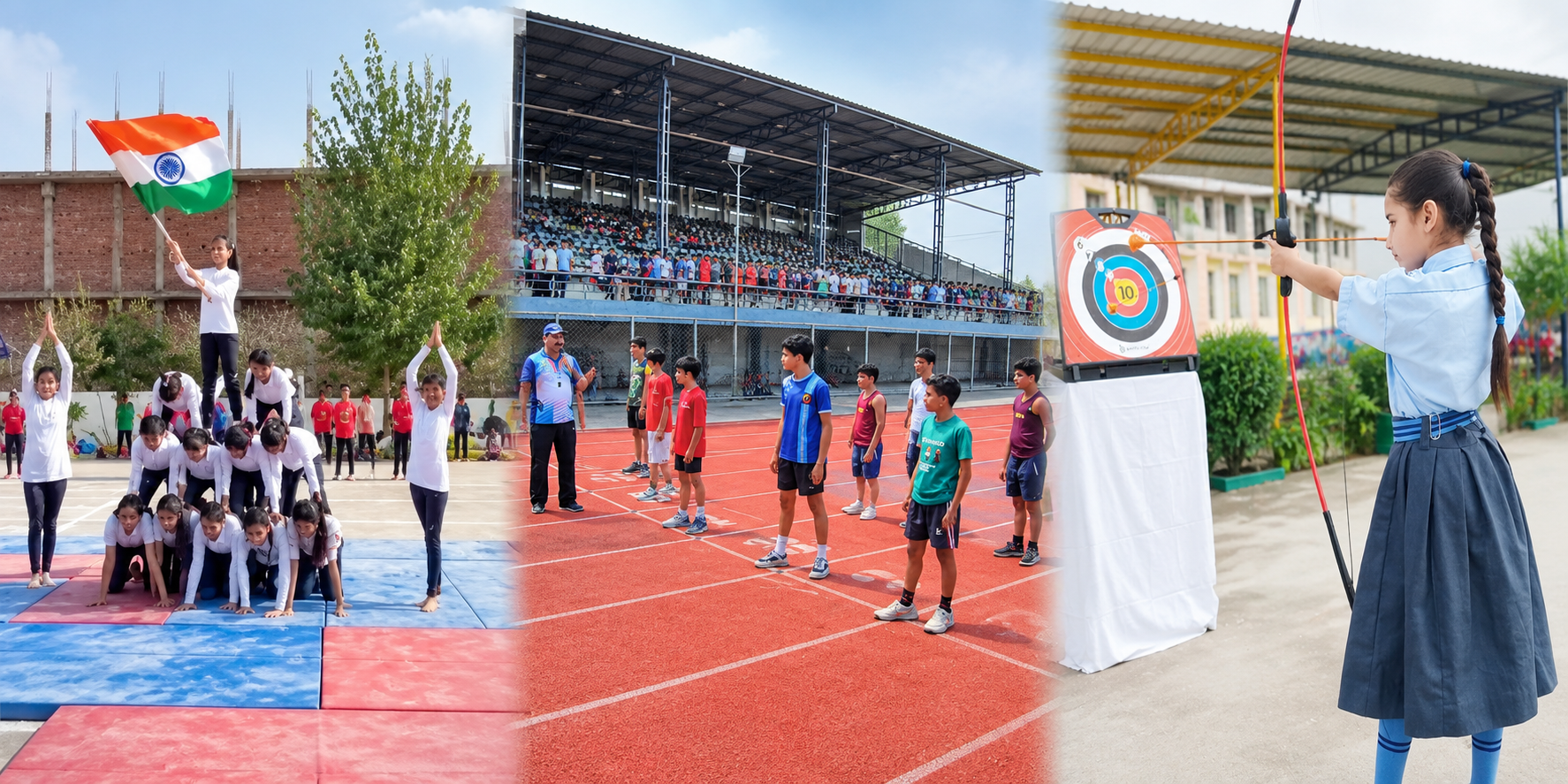 Students participating in athletics events at International Public School