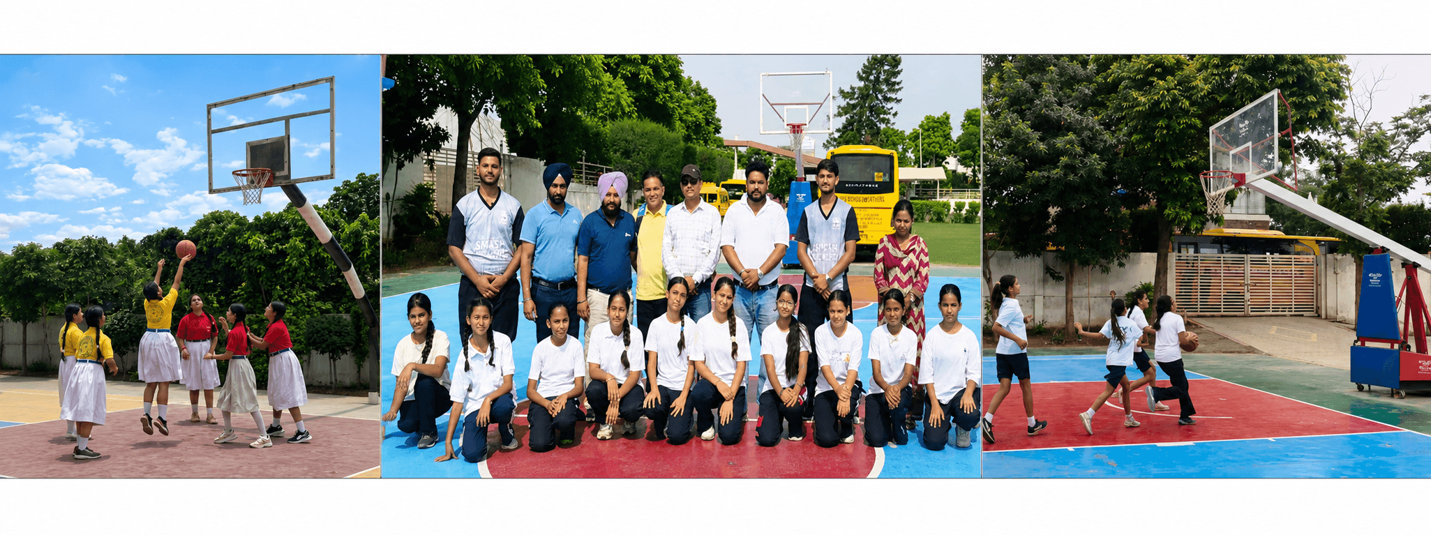 Students playing basketball at International Public School